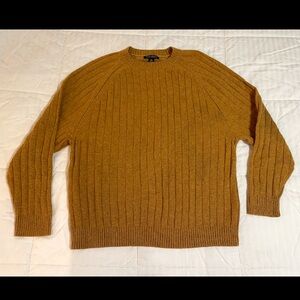 Banana Republic Wool Blend Ribbed Sweater Men XXL Golden Mustard Yellow Italian
